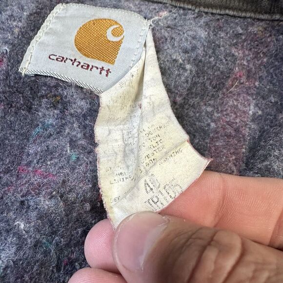 Carhartt Detroit Jacket Blanket Lined Mens 40 Med JB105 Black Faded Distressed - Picture 8 of 9